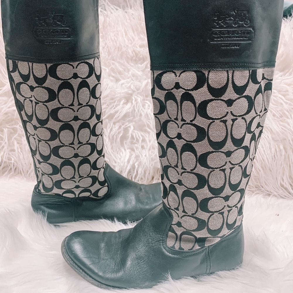 Coach Chrissi monogrammed pull on riding boots